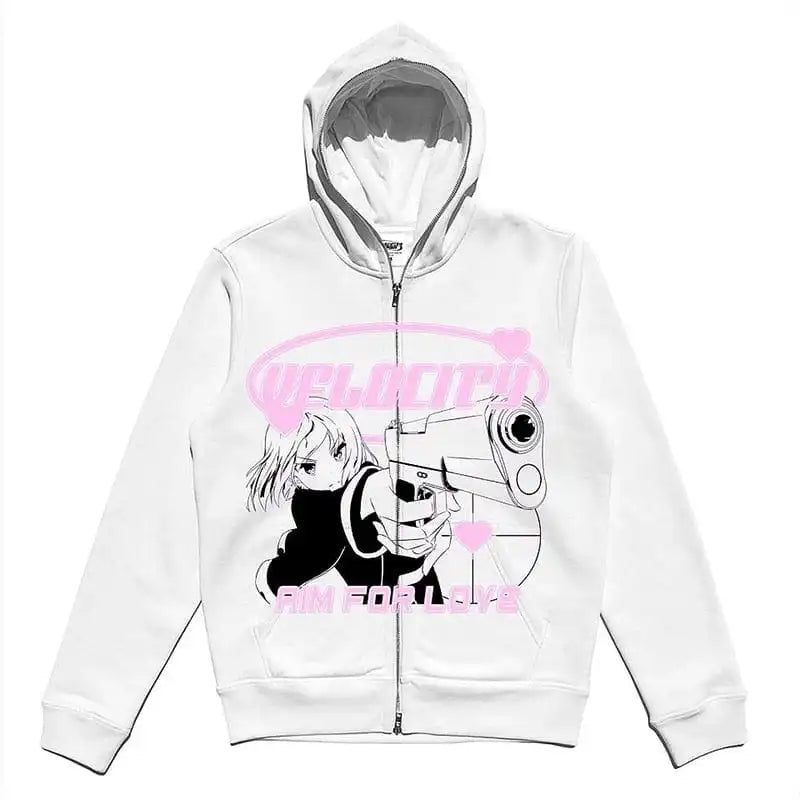 Full Zip Up Hoodie Y2K