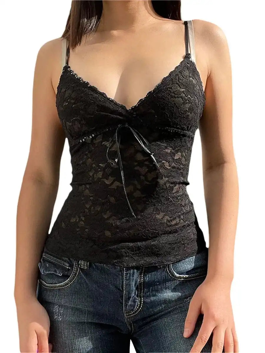 Lace Tank Tops Y2k