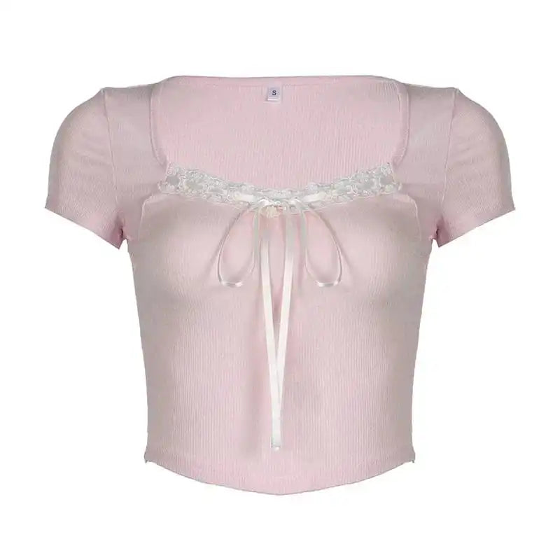 Square Collar Y2K Crop Top