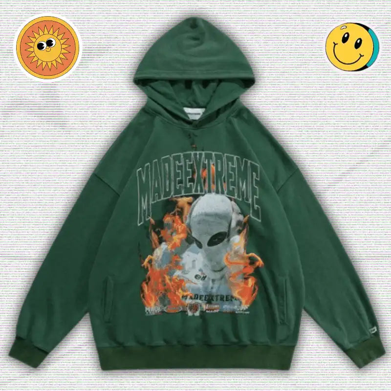 Up In Flames Oversized Y2K Hoodie