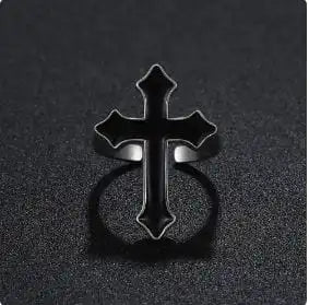 Y2K Black Cross Ring