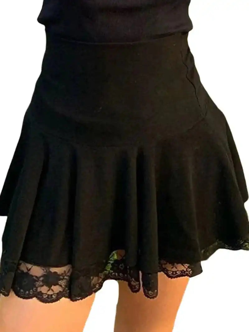 Y2K Black Lace Skirt