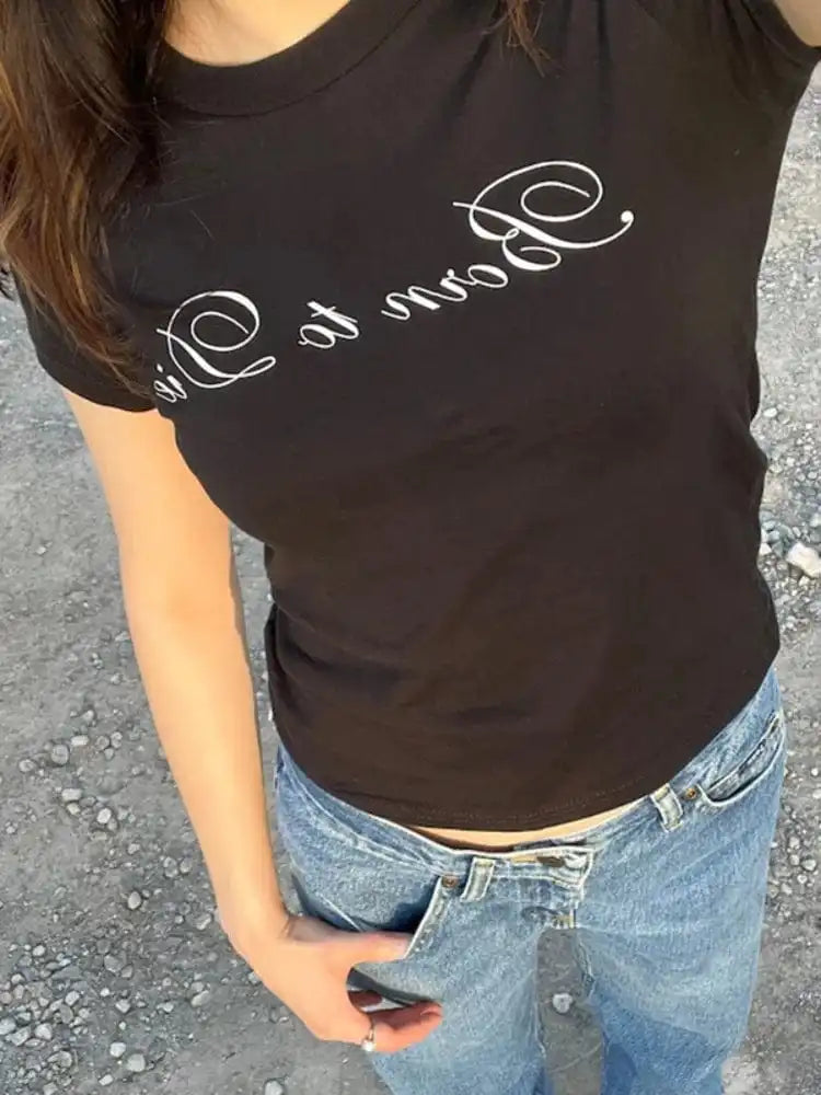 Y2K Black Shirt Woman