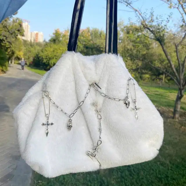 Y2K Chain Plush Shoulder Bag