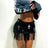 Y2K Cross Printed Furry Skirt