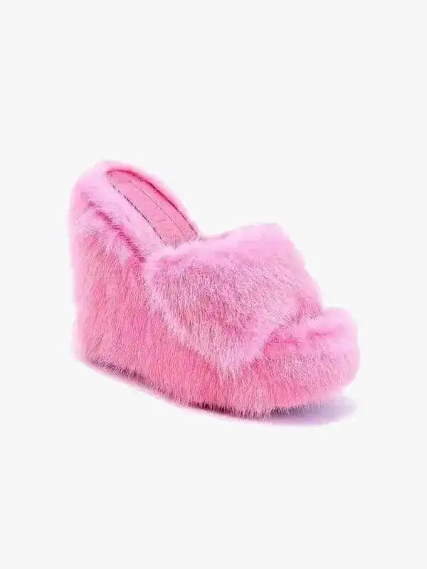 Y2K Fluffy Wedge Heels