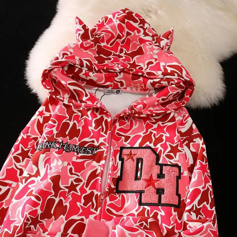 Y2K Full ZIp Camo Hoodie