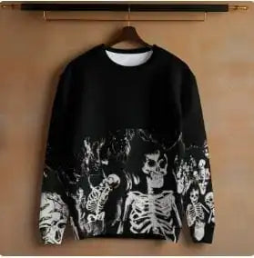 Y2K Gothic Flame Skeleton Sweater