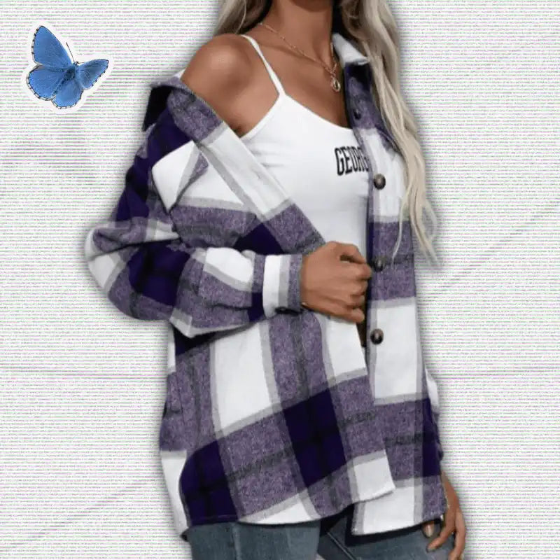 Y2K Long Sleeve Plaid Jacket