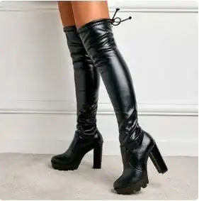 Y2K Patent Leather Thigh High Boots