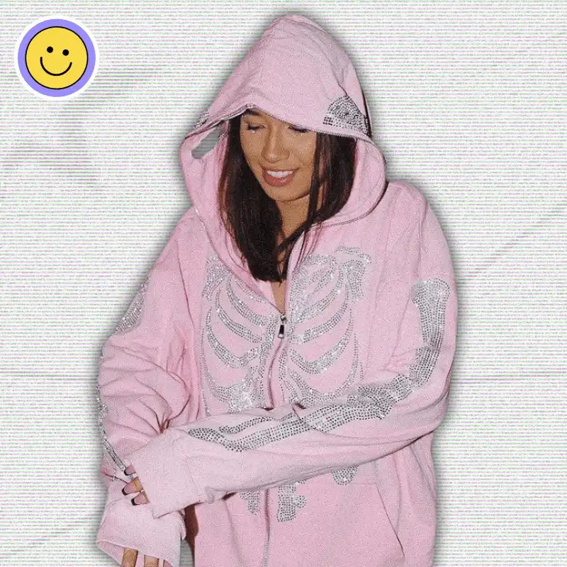 Y2K Pink Rhinestone Hoodie