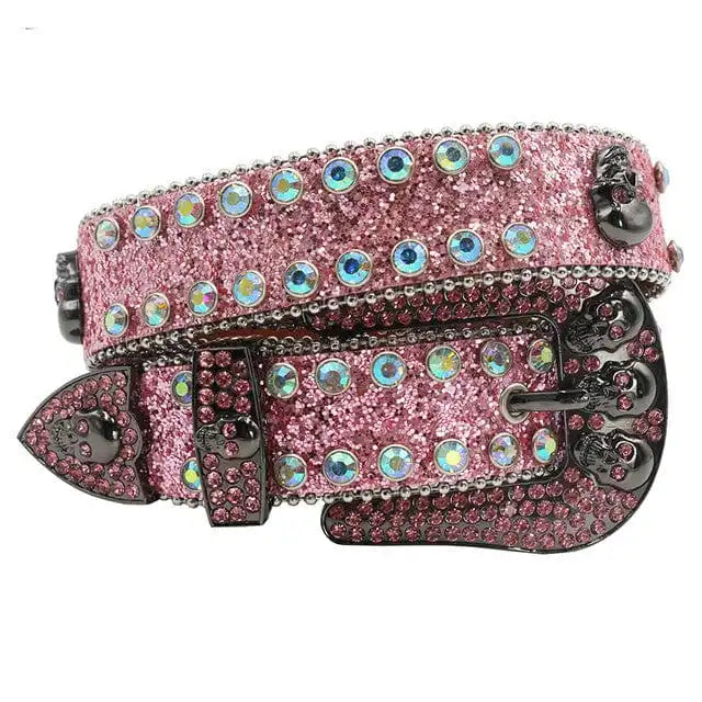 Y2K Pink Round Diamond Studded Belt
