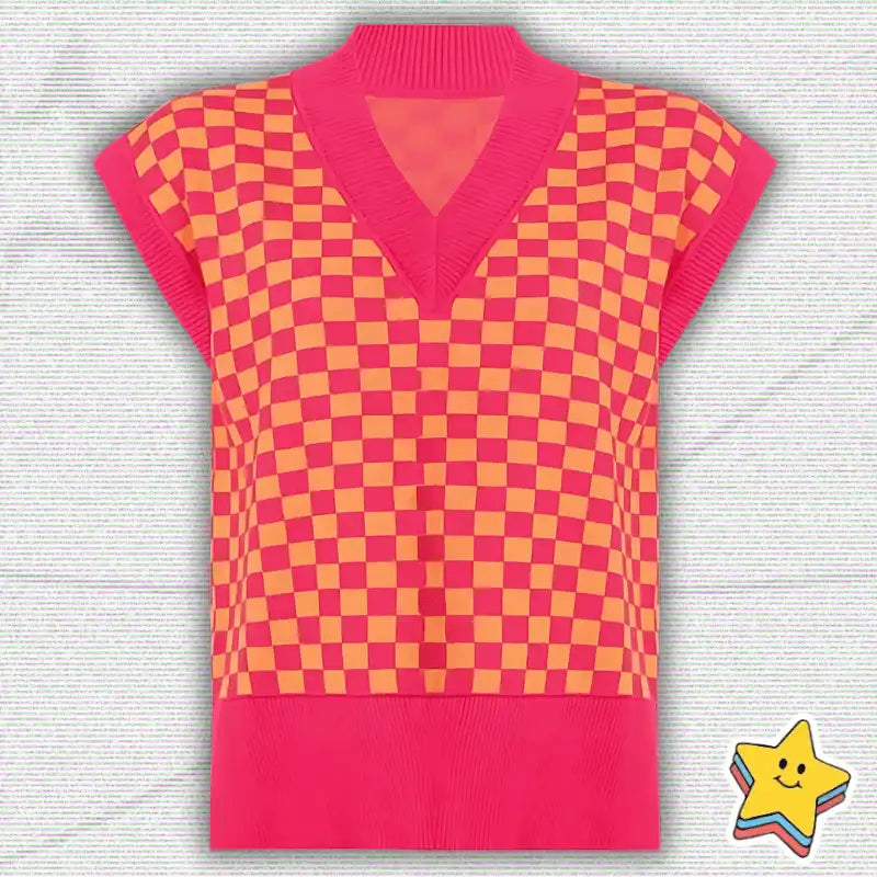 Y2K Plaid Knit Vest