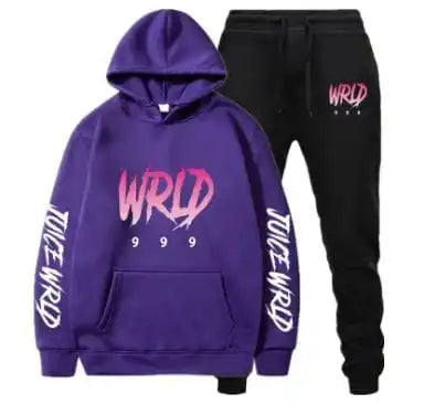 Y2K Print Fleece Pullover Tracksuit