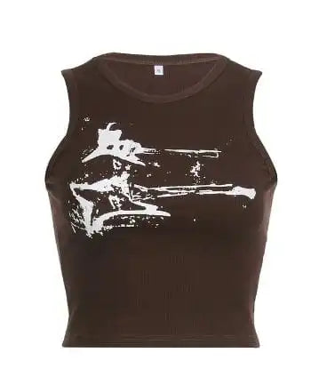 Y2K The Guitar Print Crop Top