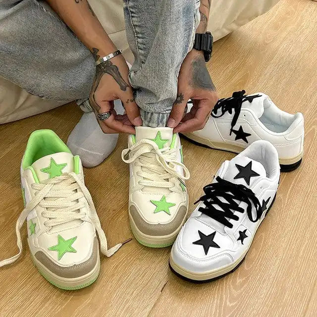 Y2K White Sneakers With Stars