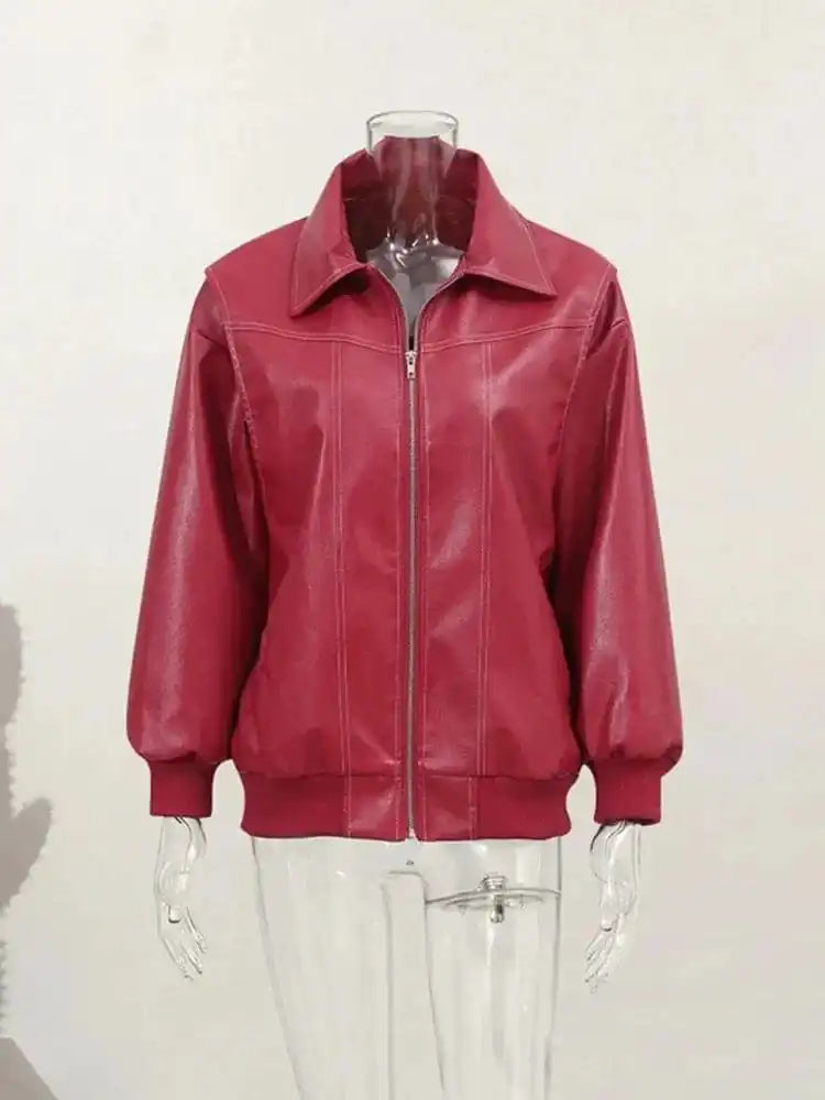 Y2k Leather Oversized Jacket